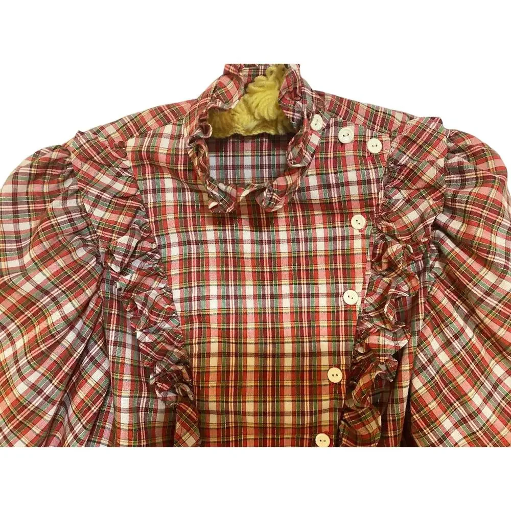 Vtg Western Prairie Red/Wht Check Blouse Skirt Set Boho Western days, Costume,